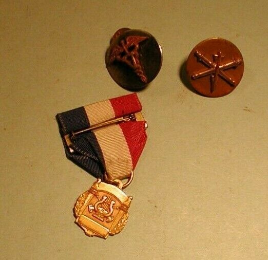 3 Vintage Military Items- Medal and Lapel Pins