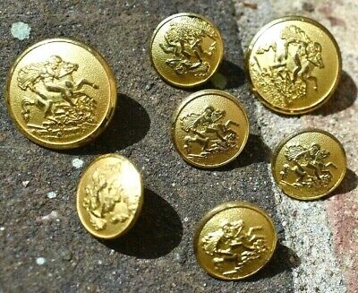 RARE 7 SOLID MADE IN ENGLAND SONS OF ST GEORGE BUTTONS NEW COND HELP ID - SCARCE