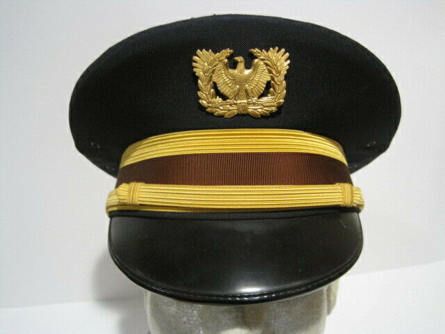 WARRANT OFFICER MESS DRESS VISOR HAT CAP WITH BRASS BADGE SIZE 7 1/4 MINTY