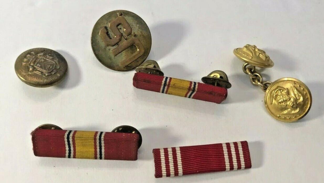 Lot Of 7 Military Bars Pins And Buttons Vintage gb1