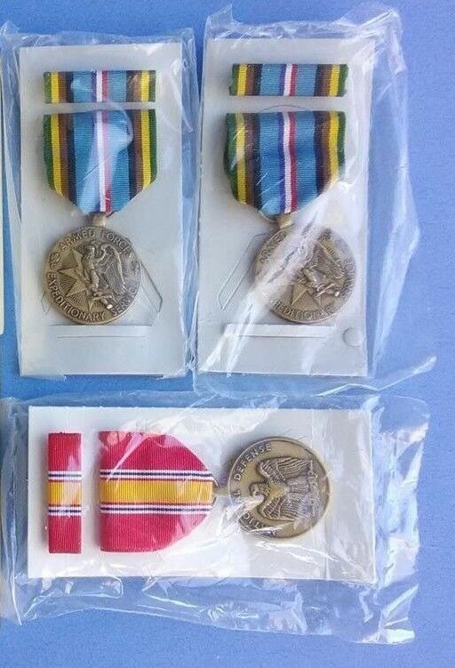 American Military Medals with Bars and Ribbons Lot of 3