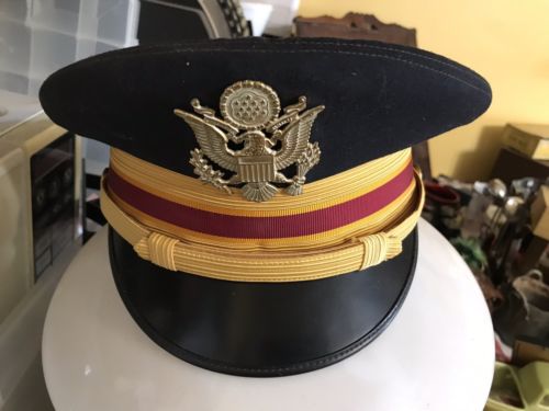 Vintage Military Hat from the '50's with red and gold band & Pin