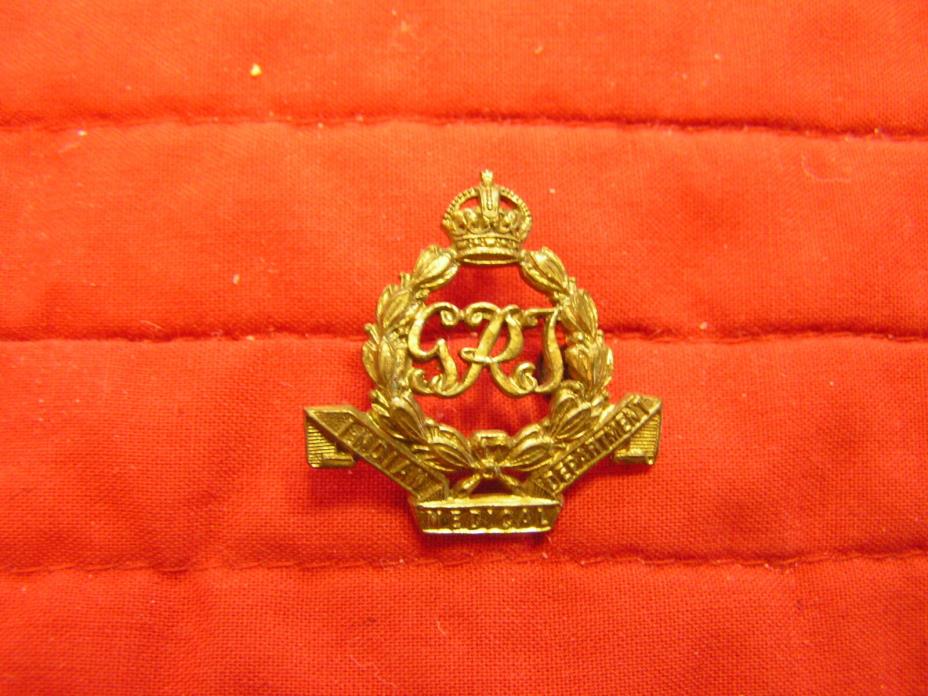 INDIA MEDICAL DEPARTMENT COLLAR BADGE,  KING'S CROWN. LOOPED BACK.