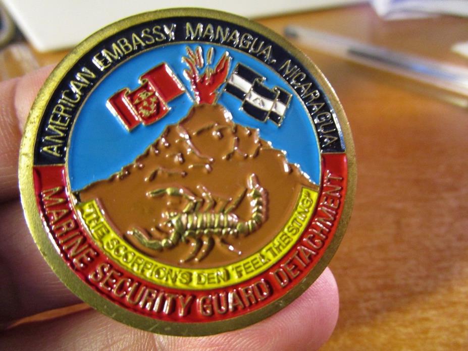 USMC MSG Marine Security Guard Det Embassy Managua Nicaragua Challenge Coin