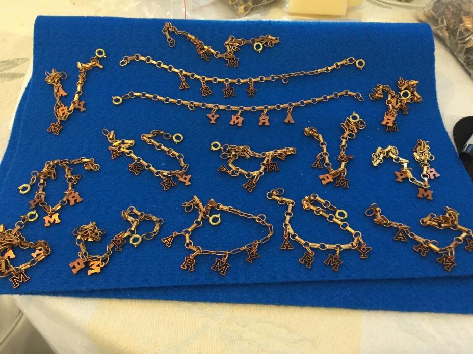 Lot Of 15 Vintage US Army Charm Bracelets