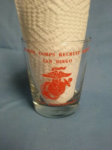 MARINE CORPS RECRUIT DEPOT SAN DIEGO 206TH ANNIVERSARY GLASS MADE BY LIBBY