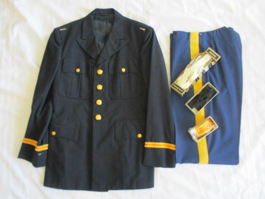 Military Vietnam Dress Blues 39R with Emblems, Suspenders & Bow Ties