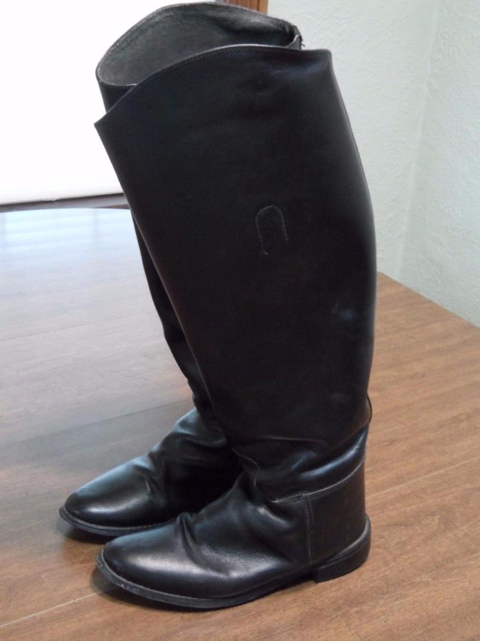 Cat's Paw Equestrian Black Leather TALL Horse Riding English Boots Women 7 USA