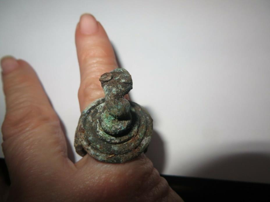 PIRATE ARTIFACT, PORT ROYAL, BRONZE TRADE RING WITH A SNAKE ON TOP