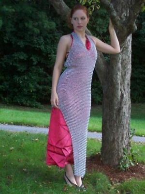 Women Chainmail Butted Gowns long Medieval Haubergeon Mild steel Round Armor