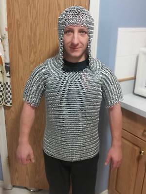 Zinc Plated Medieval Butted Mild Steel Chainmail Shirt Short Sleeves