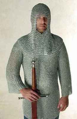 9mm zinc plated Medieval Haubergeon Mild steel Chainmail shirt Round Butted