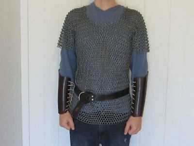 Super 10mm Short sleeve Medieval Mild Steel Chainmail shirt Cosplay oil Finish