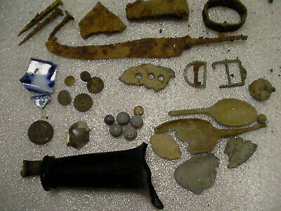 Rev Revolutionary War Relic Lot Virgina Cutlery Flint Buttons Buckle parts