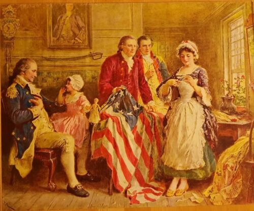 Vintage George Washington with Betsy Ross Making Flag of the United States 1950s