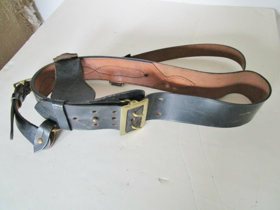 Vintage black leather Military shoulder strap Belt  N.S. Meyer, Inc. New York 36