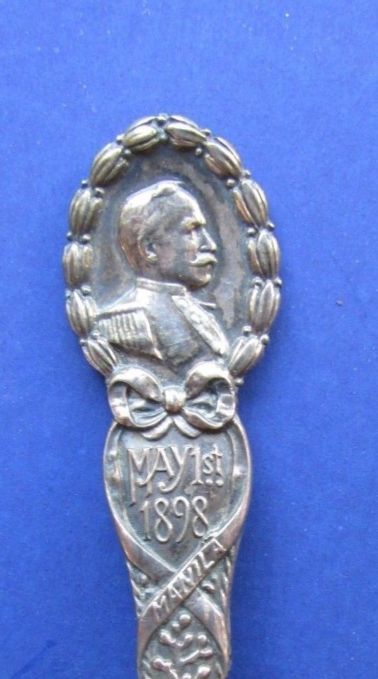 1898 Span Am War Admiral Dewey Sterling Teaspoon Tiffany Vermont Olympia Manila