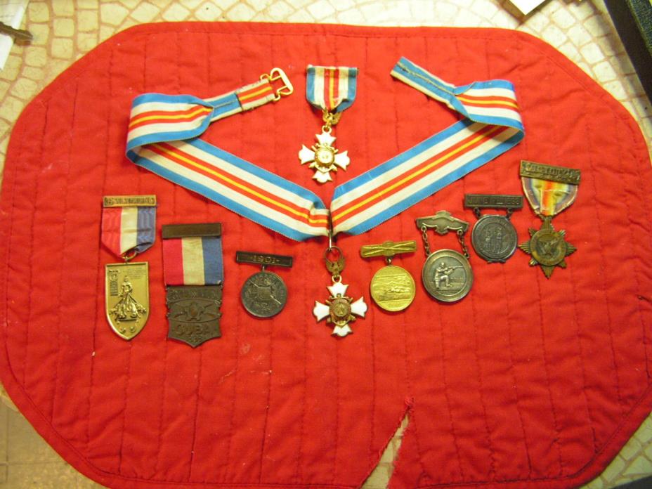 GROUP OF  9  MEDALS, NAVAL & MILITARY ORDER OF THE SPAN AM WAR & PNG ETC.
