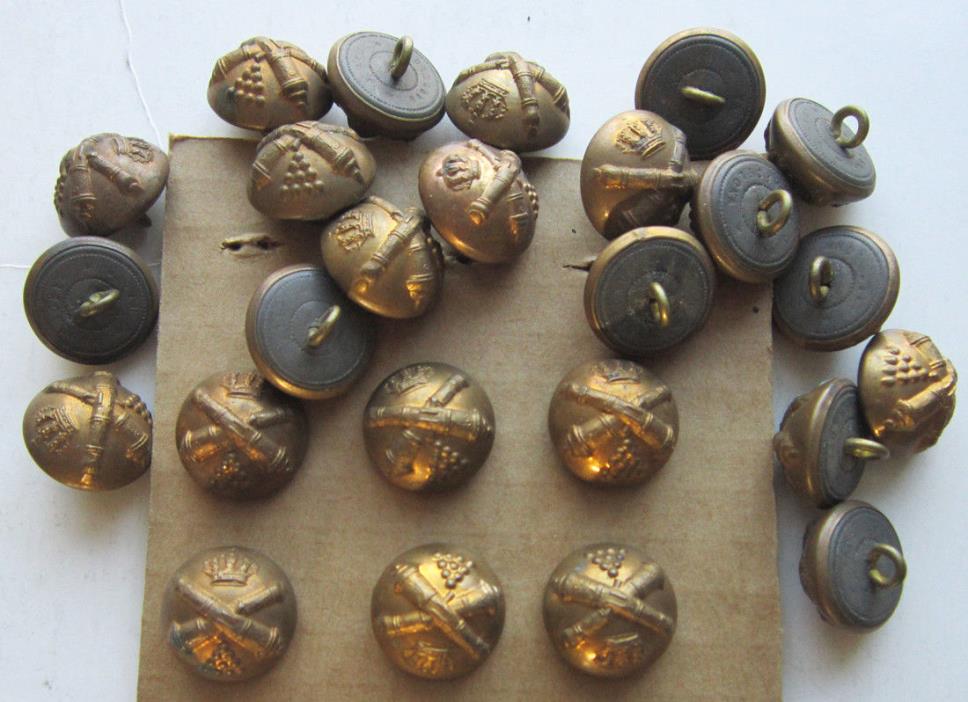 Lot of six Spanish American War Artillery buttons: Spanish, mint