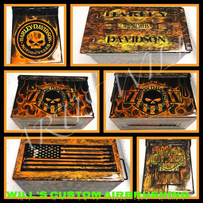 Motorcycle 50 Cal M2A1 Military Ammo Can Custom Airbrushed (EMPTY)