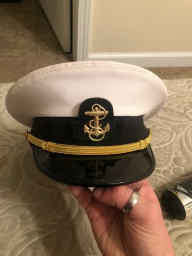 Bancroft U.S White Military Navy USN Uniform Hat Dress Cap Unknown Size