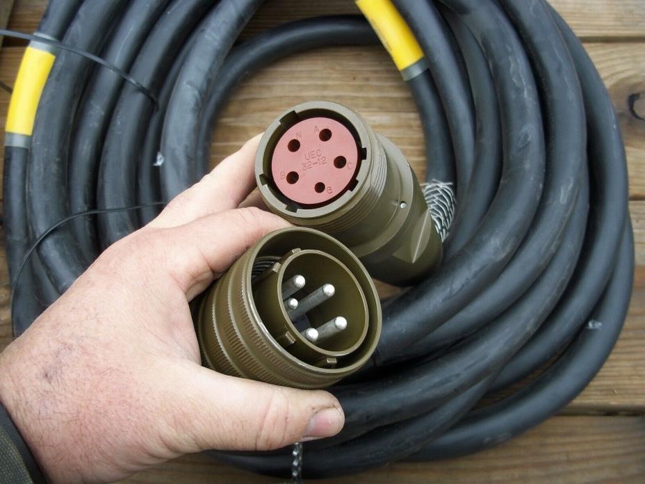 MILITARY SURPLUS  GENERATOR POWER CABLE 50 FT 60 AMP 3 PHASE 120/208 VAC US ARMY