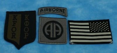 Army patch lot: 82nd Abn, Kosovo Forces, reflective flag (LOC = G5 Green tub)