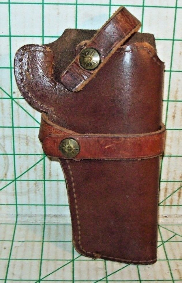 USED WWII ITALIAN NAVY 9mm/ 38 REVOLVER LEATHER  BELT HOLSTER RIGHT HANDED (gn)