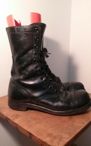VINTAGE MILITARY BOOTS MENS SIZE 9 1/2 R  7-62 BLACK LEATHER CLEANED/POLISH  EUC