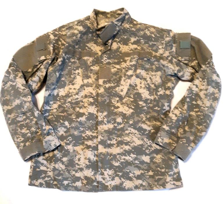 Digital Camo Military Zip Shirt Jacket Army Uniform Medium Long BDU Ripstop EUC