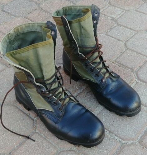 Vintage U.S. Military Army Panama Jungle Combat Canvas Jump Boots Size 10 Reg.