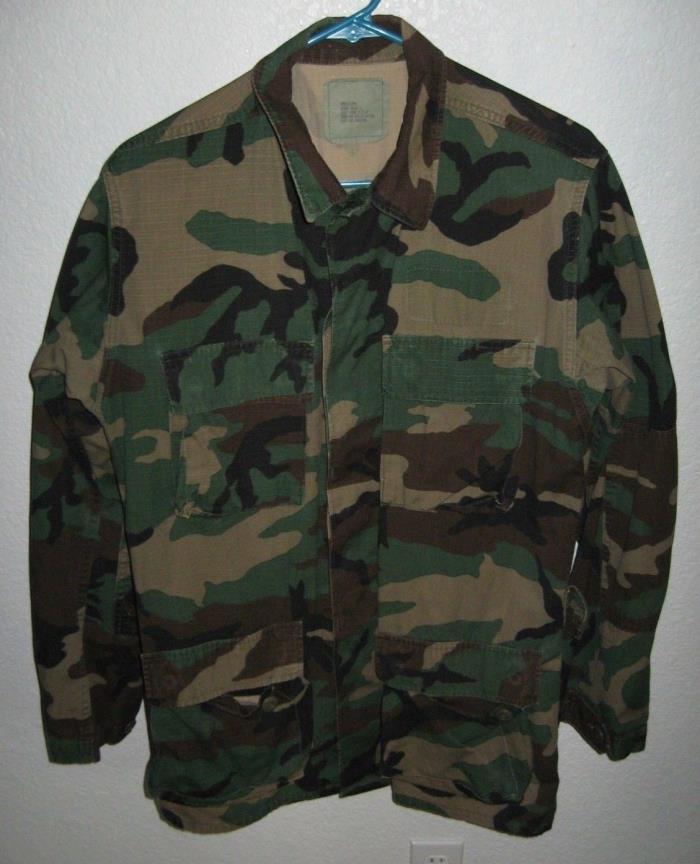 GENUINE Woodland Camo Shirt US Army Issue BDU small X Long Vintage Military