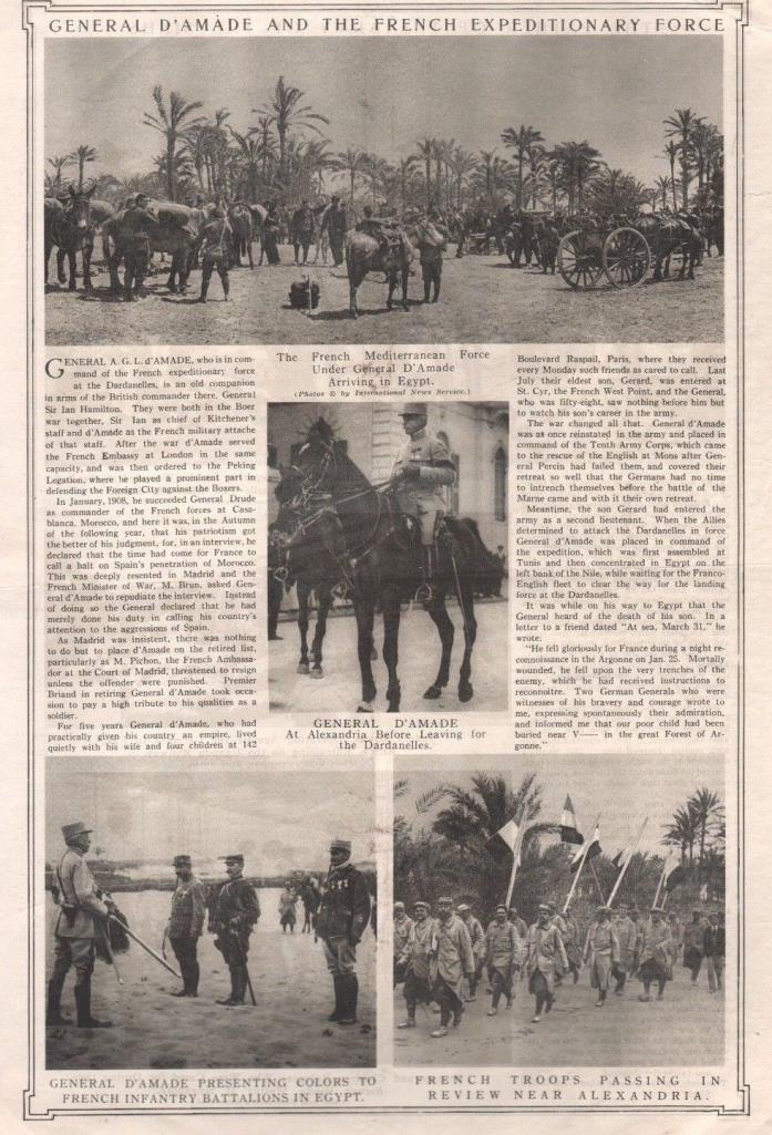 1915 French Under D'Amade Arrive in Egypt