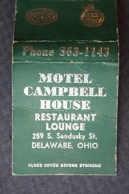 1960s Era Delaware,Ohio Motel Campbell House Restaurant-Lounge matchbook-VINTAGE