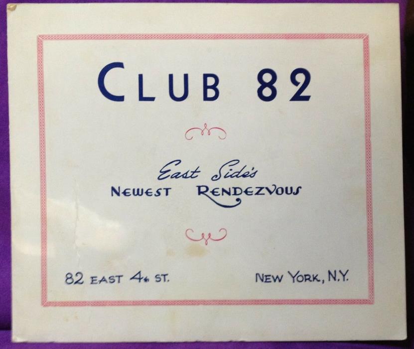 Vintage Club 82 Souvenir Photo Cover - Drag Club on East 4th. St. - RARE