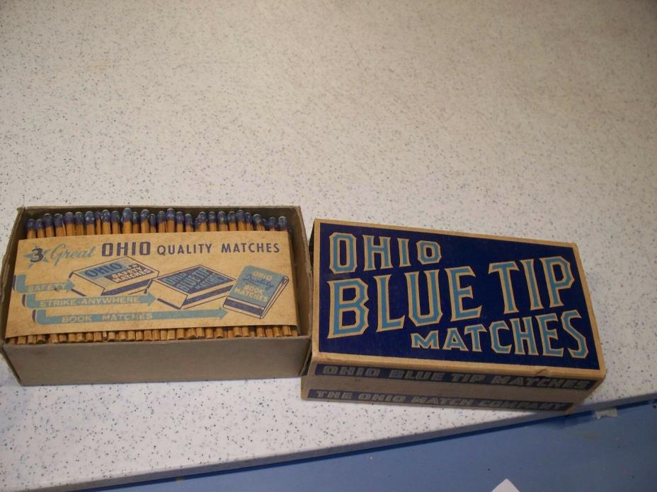 Vintage Ohio Blue Tip Matches NOS full box advertising