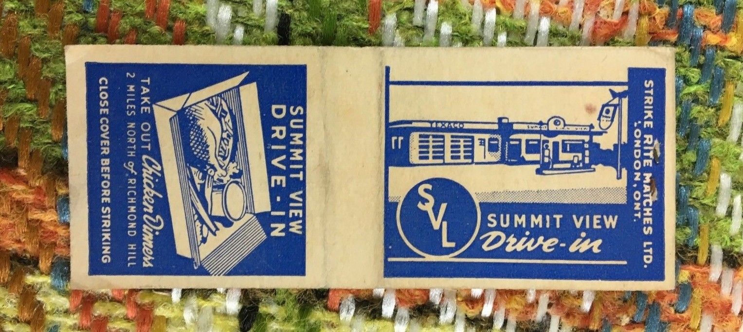 vintage SVL Summit View Drive in Movie advertising MATCHBOOK cover