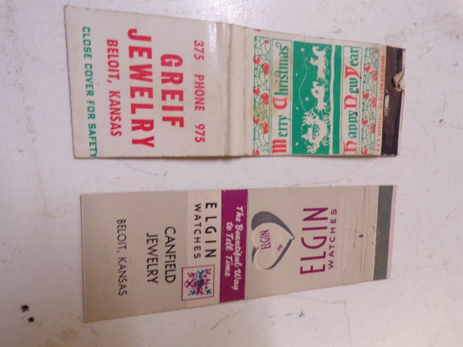 2 Old Greif & Canfield Jewelry Stores  Beloit Kansas Matchbook Covers