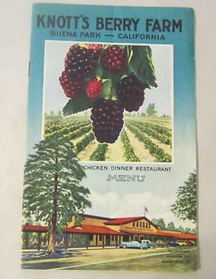 Knott's Berry Farm, Buena Park, Cal. - Chicken Dinner Restaurant Menu - 1952