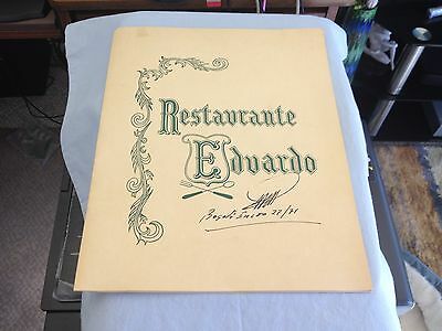 Vintage Restaurante Eduardo Menu, Bogota, Columbia with Post Card