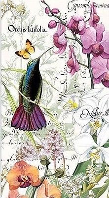 Full Package of 15 Hostess Napkins for Paper Crafts, Orchids, Hummingbirds