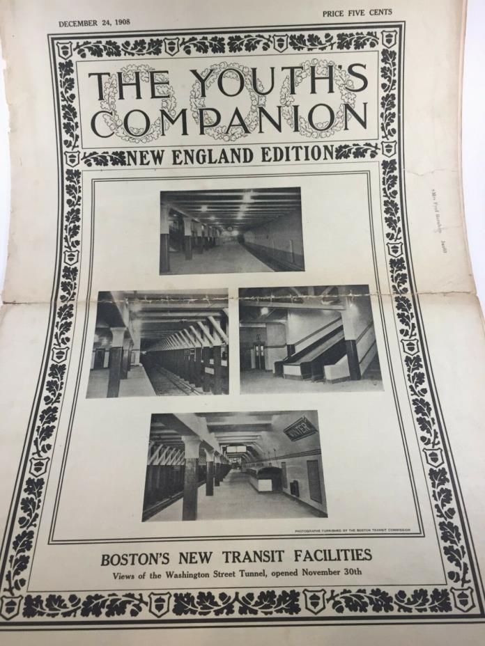 The Youth's Companion New England Edition Dec 24,1908 Boston New Transit Photos