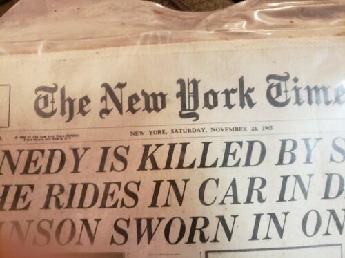 NEW YORK TIMES SEPT 23 1963 JFK ASSASSINATED..EXTRA FINE CONDITION. HIGHLY RARE.