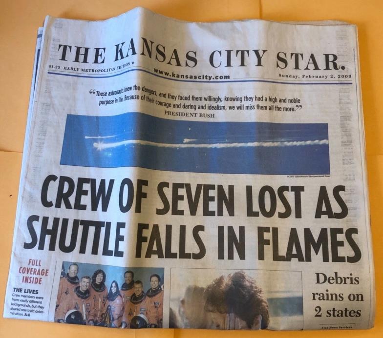 Space Shuttle The Columbia Disaster Kansas City Star Newspaper February 12 2003