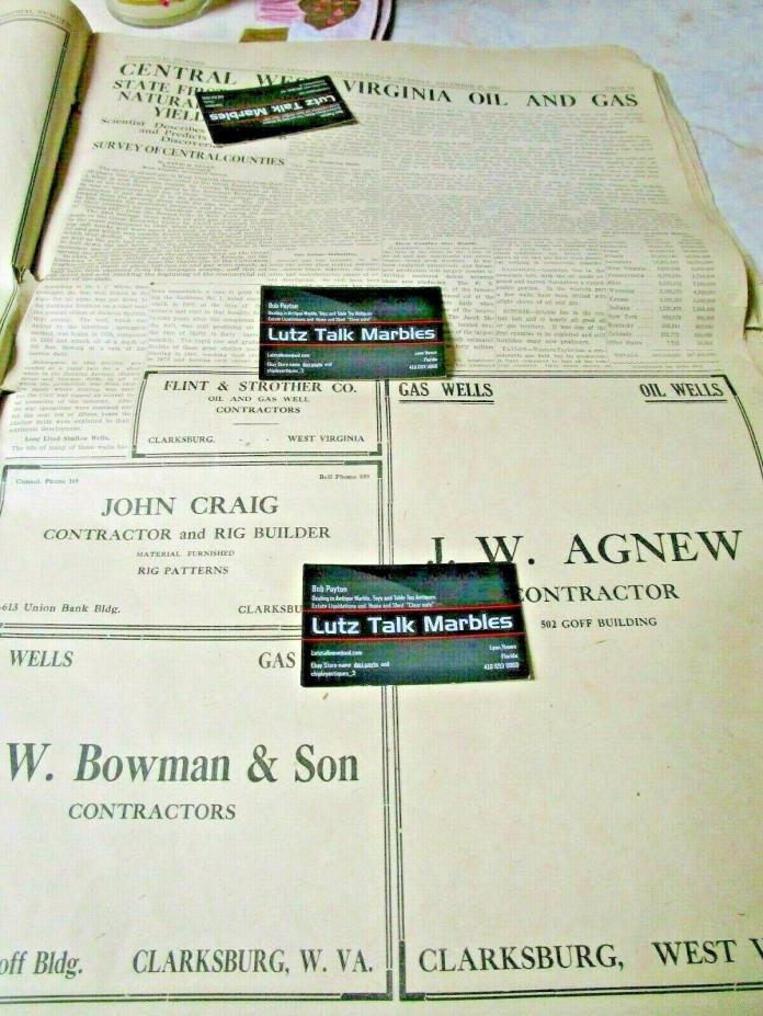 newspaper  page 1916 Central West virginia Oil and gas  Clarksburg Gas Wells