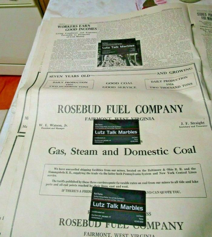 newspaper  page 1916 Clarksburg Fairmont West VA Virginia DavisColiery Company