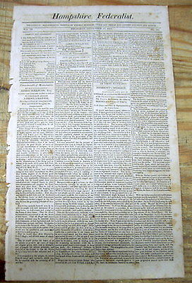 <1808 newspaper w THOMAS JEFFERSON STATE OF the UNION SPEECH pre WAR of 1812