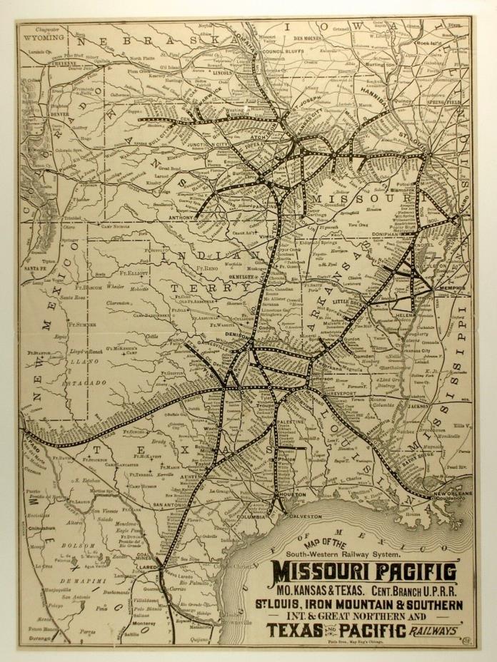 >RARE< Poole Bros. South-Western Railway Systems MAP,1870s» approx 13x9<~FINE