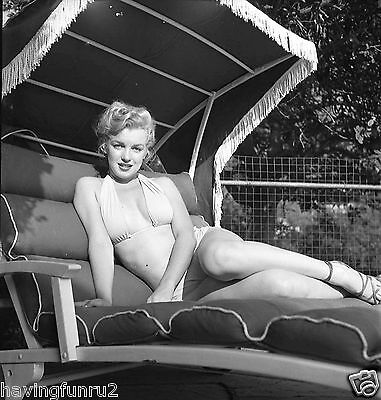 1950s Marilyn Monroe posing on Shade Lounge 8 x 8 Photograph