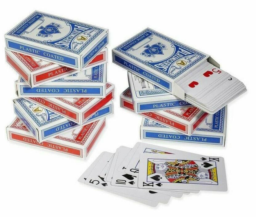 12 Decks Playing Cards Classic Poker Bridge Bulk Blue Red Great for Family Night